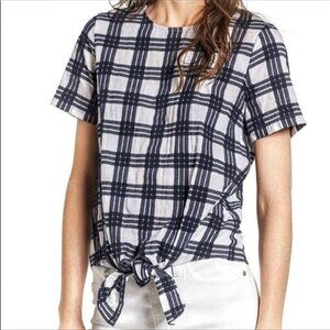 Madewell Front Tie Checkered Top size Medium